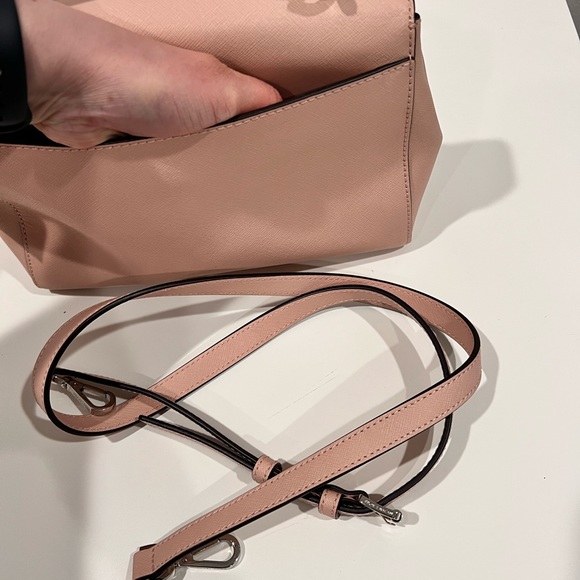 Michael Kors Beige Saffiano Leather Small Ava Crystal’s Top Handle Bag. - Picture 10 of 13